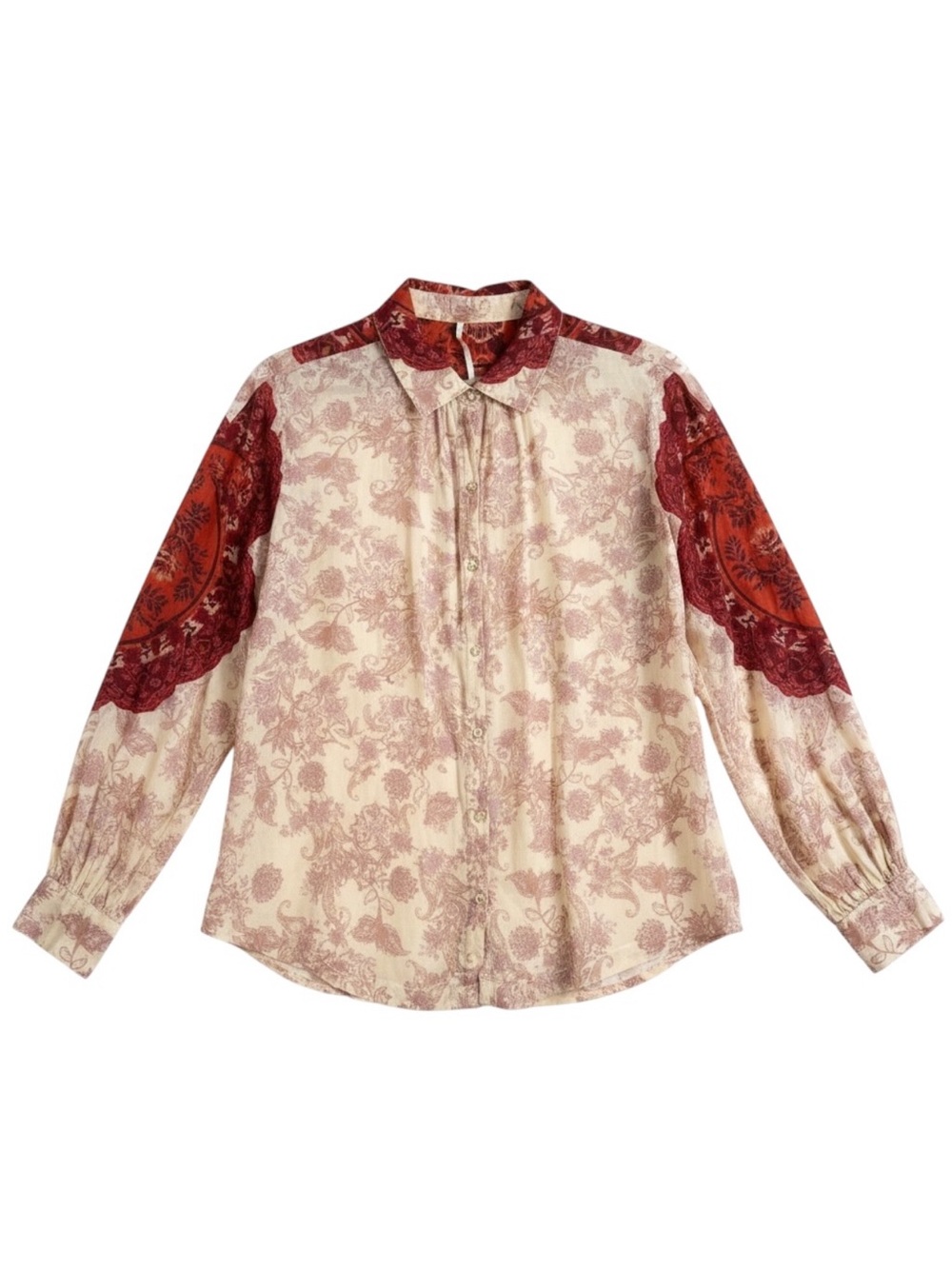 Free People Rosebud Blouse Tea Combo Size Small Cotton Oversized Button Down